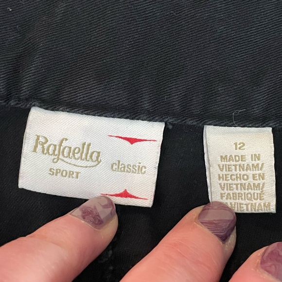 Rafaella Sports Classic black shorts size 12 cotton spandex stretch four pocket - Picture 13 of 14